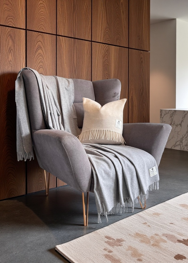 Mcnutt 100% Cashmere Throw | Natural and Dove