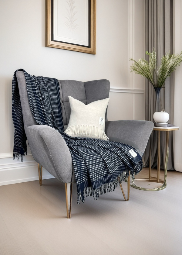 Mcnutt Cashmere Merino Throw | Alpine Navy