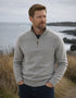 Herren-Pullover aus Lammwolle mit Viertelreißverschluss – Grün meliert | IrelandsEye Strickwaren