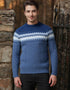 Men's Aran Fairisle Sweater | Denim Marl