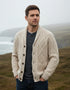Men's Aran Shawl Collar Cardigan | Oatmeal | 100% Merino Wool