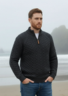 Men's Aran Super Soft 1/2 Zip Sweater | Charcoal