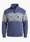 Men's Celtic Pattern Troyer Sweater | 100% Wool | Denim