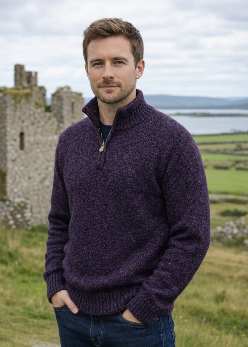 Men's Donegal Merino Wool Half-Zip Jumper 