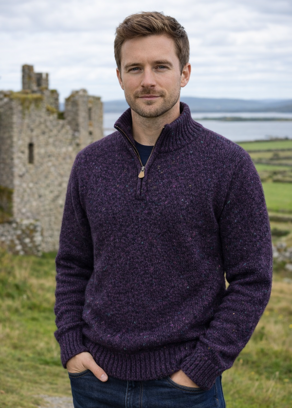 Men's Donegal Merino Wool Half-Zip Jumper 