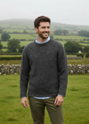 Men's Donegal Wool Curl Neck Sweater | Charcoal