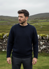 Navy Donegal Sweater with Charcoal Trousers
