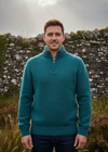 Men's Donegal Wool Half-Zip Jumper | Turquoise