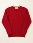 Men's Fisherman Rib Crew Neck Merino Wool | Red - Clearance