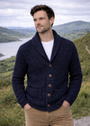 Men's Fisherman Rib Shawl Cardigan | Navy