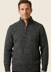 Men’s Flecked Merino Wool Quarter-Zip Fisherman Sweater | Charcoal