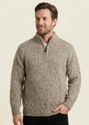 Men’s Flecked Merino Wool Quarter-Zip Fisherman Sweater | Oatmeal