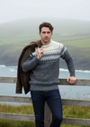 Men's Irish Aran Fairisle Sweater - 100% Merino Wool Cable Knit | Slate