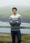 Men's Irish Aran Fairisle Sweater - 100% Merino Wool Cable Knit | Slate