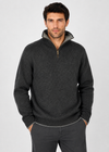 Men's Lambswool Quarter Zip Sweater - Charcoal | IrelandsEye Knitwear