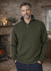 Men's Lambswool Quarter Zip Sweater - Green Marl | IrelandsEye Knitwear