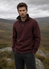 Men's Lambswool Quarter Zip Sweater | Claret Red | Irelands Eye Knitwear