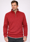 Men's Lambswool Quarter Zip Sweater | IrelandsEye | Crimson