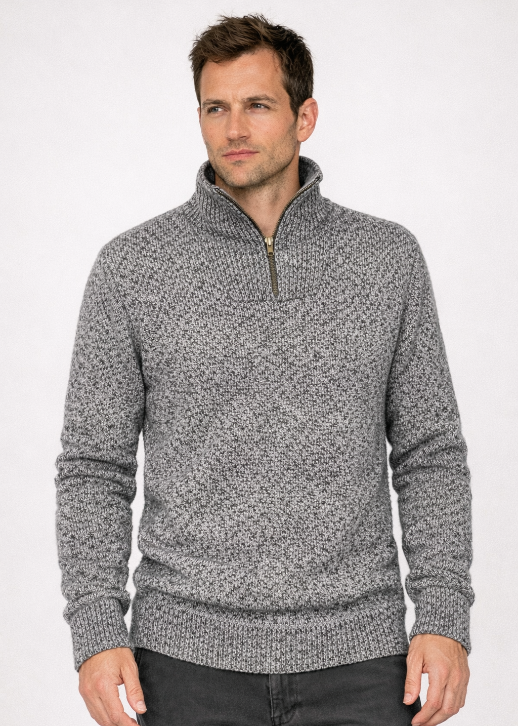 Men's Lambswool Quarter Zip Sweater | IrelandsEye | Dolmen