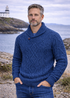 Men's Merino Wool Aran Shawl Neck Sweater | DWB