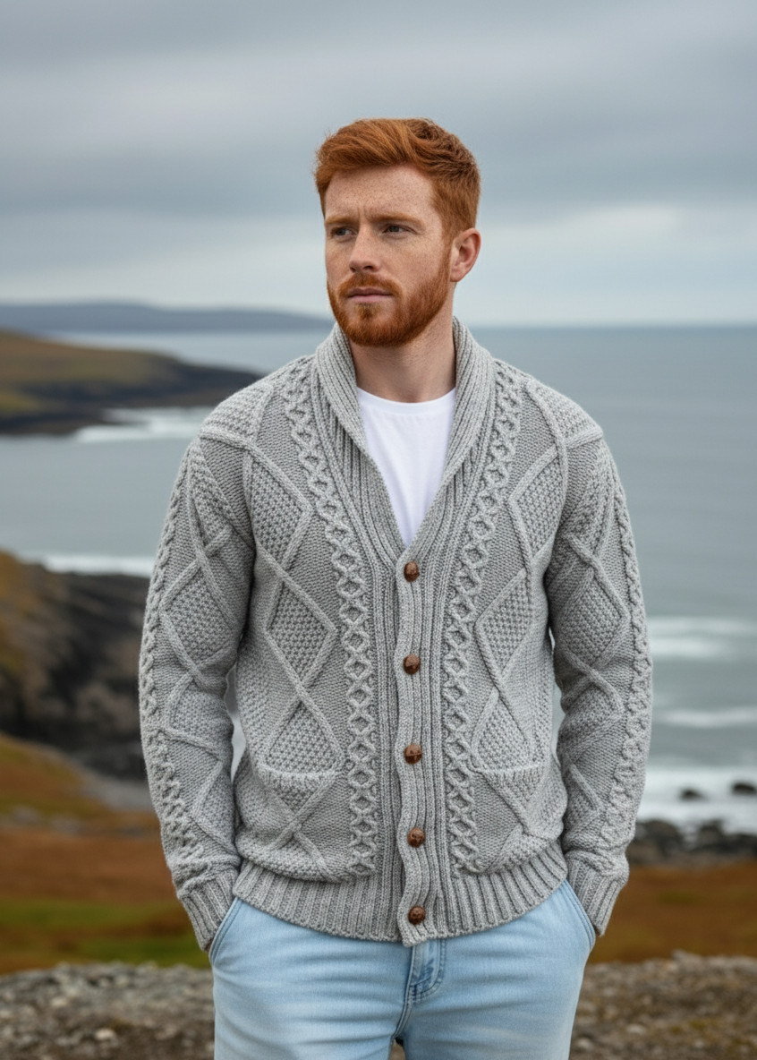 Men's Shawl Button Cardigan