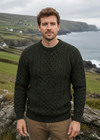 Mens Traditional Aran Sweater | Loden Green - Clearance