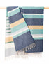 John Hanly Merino Lambswool Blue Stripe Throw