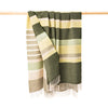 John Hanly Large Lambswool Throw | Green Stripe