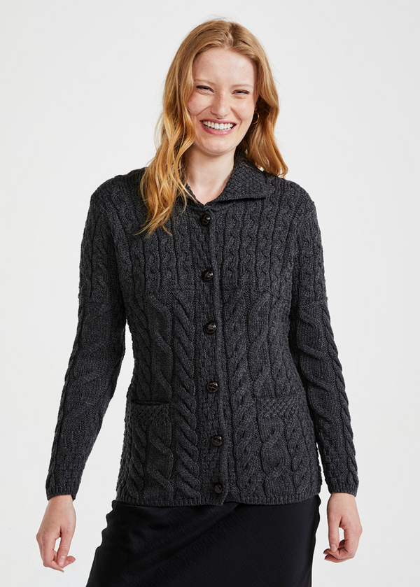 Merino Ladies Aran Cardigan