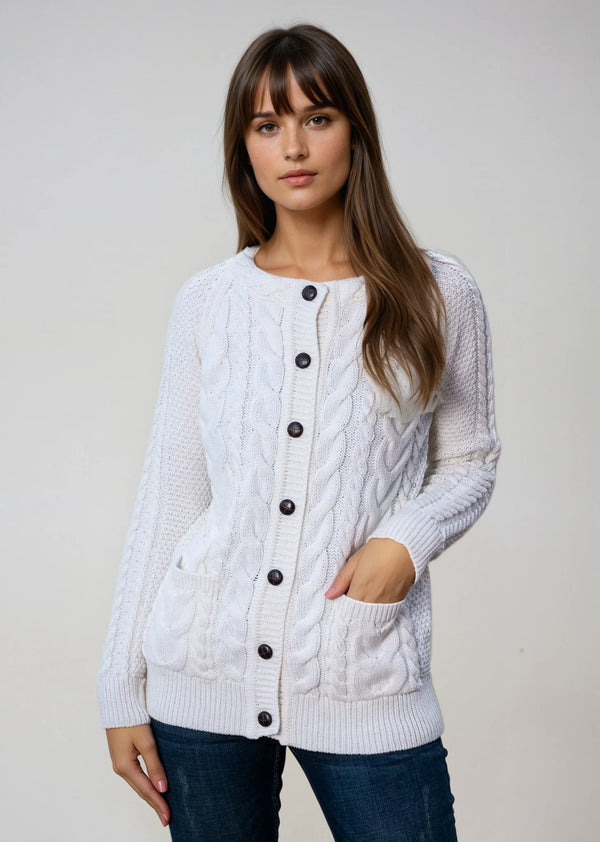 Merino Lumber Aran Cardigan | Natural