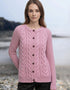 Merino Lumber Aran Cardigan | Pink