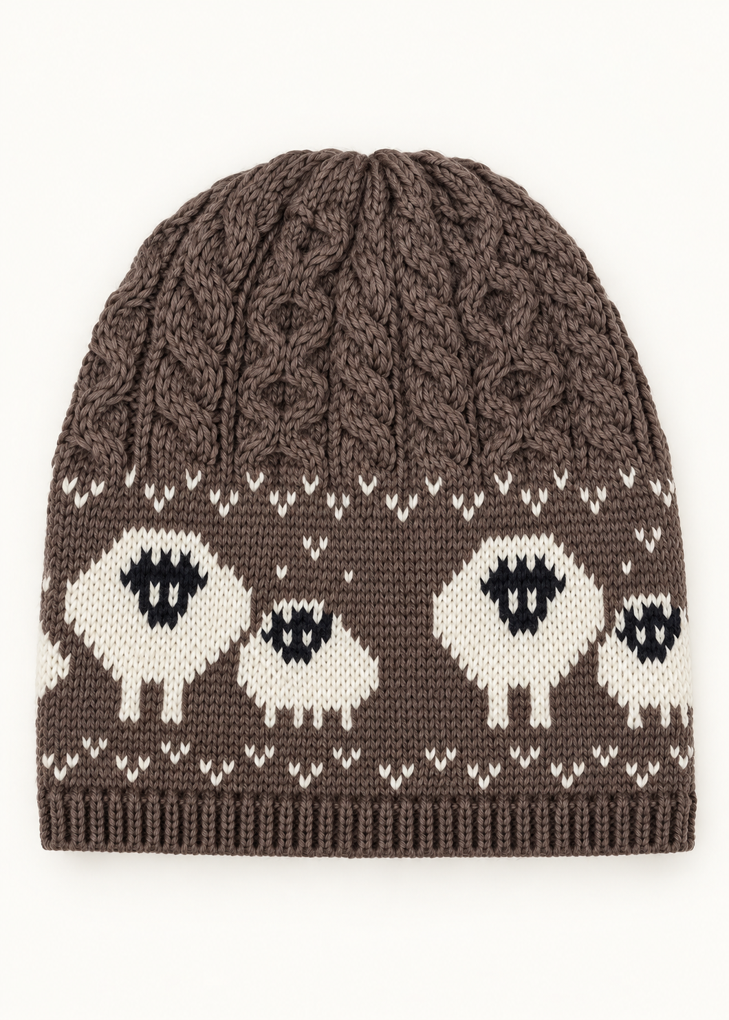 Merino Wool Sheep Beanie Hat | Brown