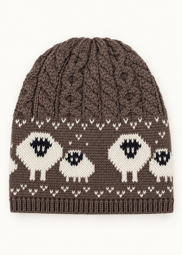 Merino Wool Sheep Beanie Hat | Brown