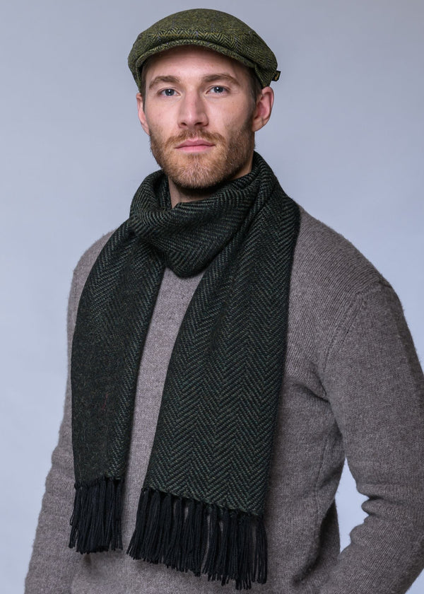 Mucros Alpaca Scarf | Green Herringbone