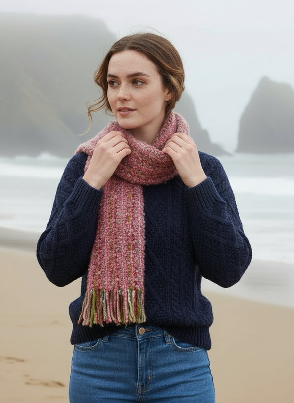 Mucros Mohair Scarf | Pink Mix