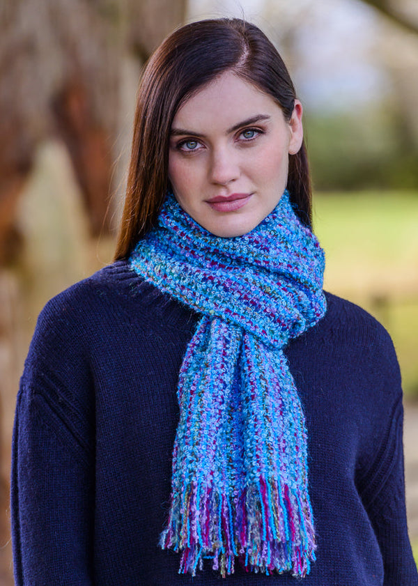 Mucros Mohair Viscose Scarf - Blue Mix