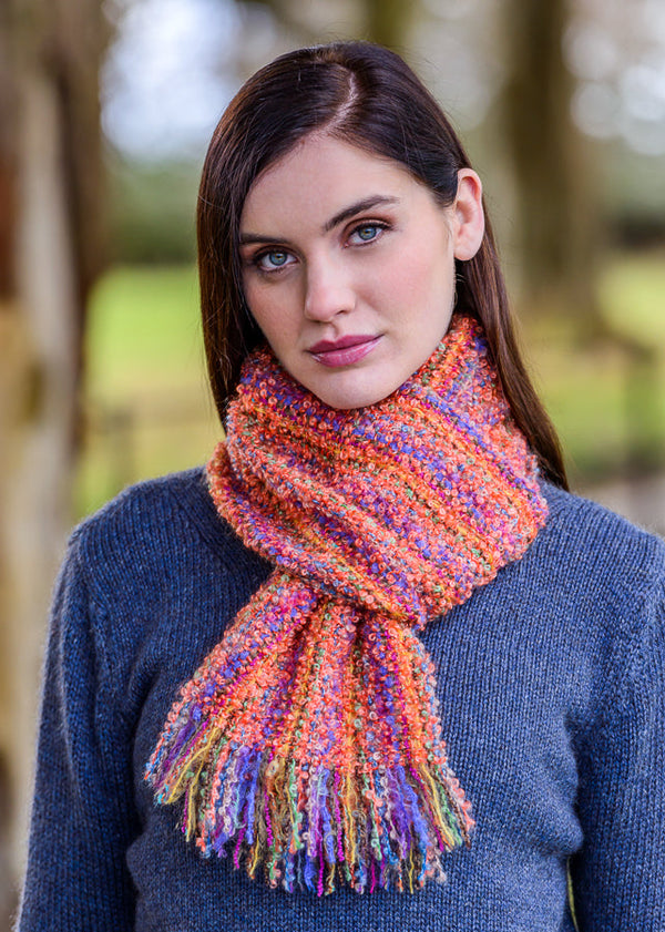 Mucros Mohair Viscose Scarf - Orange Mix