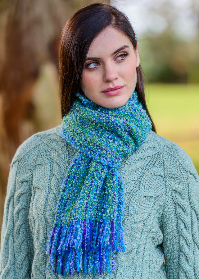 Mucros Mohair Viscose Scarf - Green Blue Mix