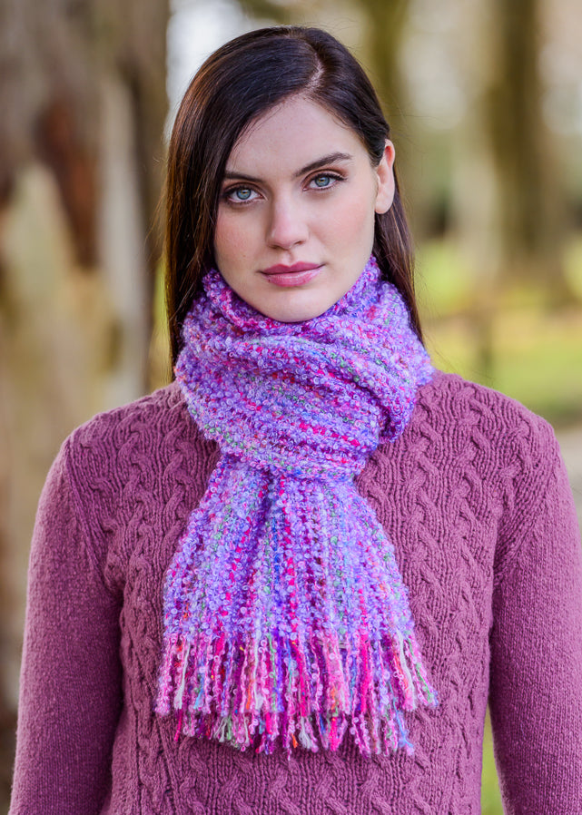 Mucros Mohair Viscose Scarf - Pink Purple Mix