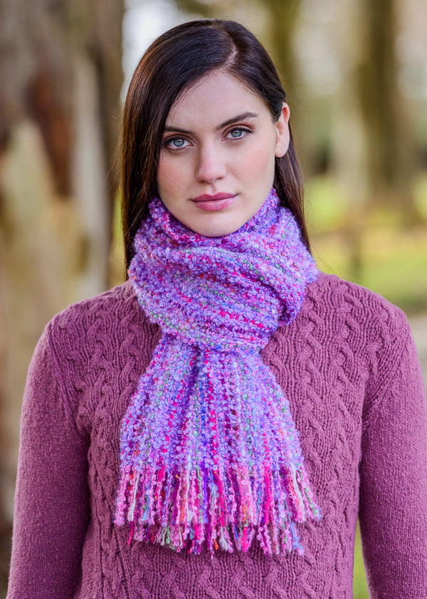 Mucros Mohair Viscose Scarf - Pink Purple Mix