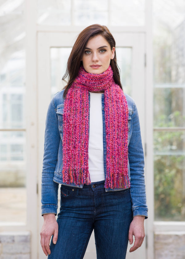 Mucros Mohair Viscose Scarf - Raspberry Mix