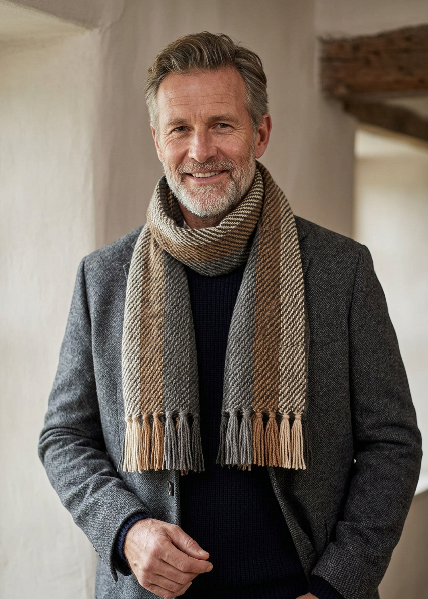 Mucros Irish Alpaca Scarf | Premium Brown Beige Charcoal Wool