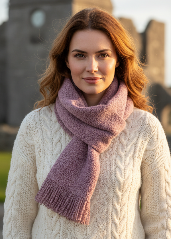 Mucros Skellig Scarf Lilac | Irish Merino Wool & Cashmere Blend