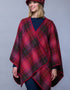 Mucros Tweed-Poncho, rosa kariert | 100 % Wolle