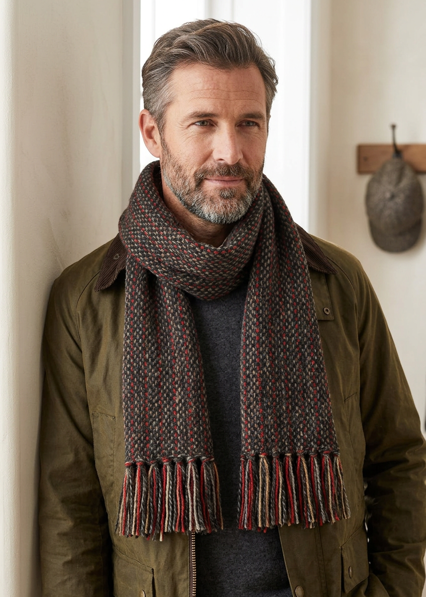 Mucros Alpaca Scarf | Made in Ireland | 100% Alpaca Wool | Red Mix