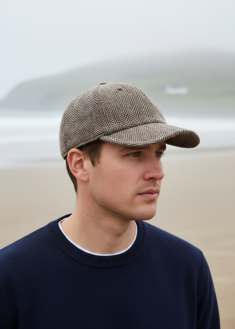 Mucros Baseball Cap | Grey Herringbone