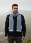 Mucros Blue Herringbone Donegal Wool Scarf | Men's Irish Luxury Scarf