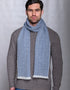 Mucros Blue Herringbone Donegal Wool Scarf | Men's Irish Luxury Scarf