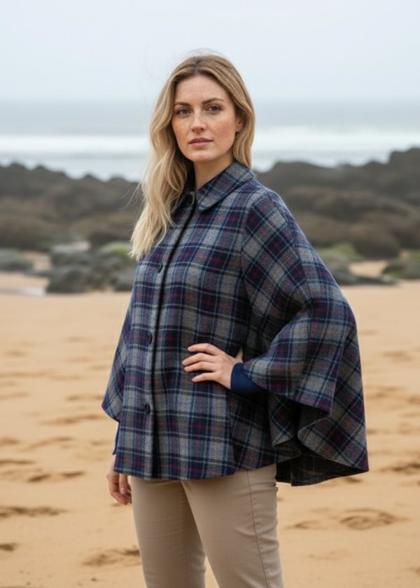 Mucros Country Cape | Charcoal Check