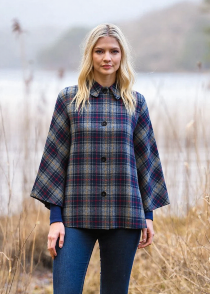 Mucros Country Cape | Charcoal Check